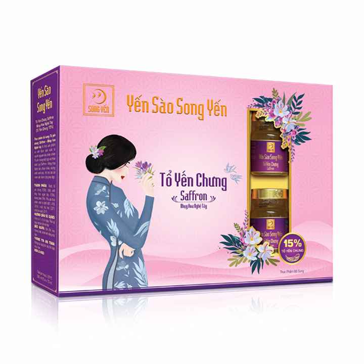 Tổ Yến Chưng Saffron Nhụy Hoa Nghệ Tây (Tổ yến chưng 15%) Hộp 5 Lọ